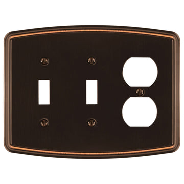 Irvine Aged Bronze - 2 Toggle/1 Duplex Wallplate - Wallplate Warehouse 158TTD-DB 70686025857 2 Toggle/1 Duplex