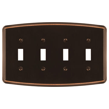 Irvine Aged Bronze - 4 Toggle Wallplate - Wallplate Warehouse 158T4-DB 70686025819 4 Toggle