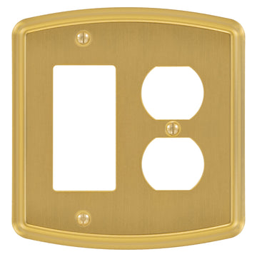 Irvine Brushed Gold - 1 Rocker/1 Duplex Wallplate - Wallplate Warehouse 158RD-BG 70686028711 1 Rocker/1 Duplex