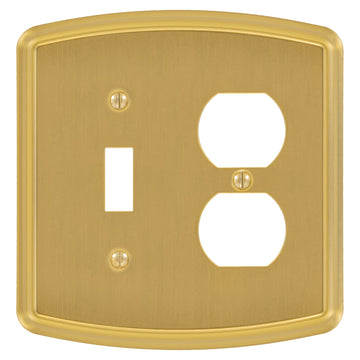Irvine Brushed Gold - 1 Toggle/1 Duplex Wallplate - Wallplate Warehouse 158TD-BG 70686026168 1 Toggle/1 Duplex