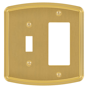 Irvine Brushed Gold - 1 Toggle/1 Rocker Wallplate - Wallplate Warehouse 158TR-BG 70686026229 1 Toggle/1 Rocker
