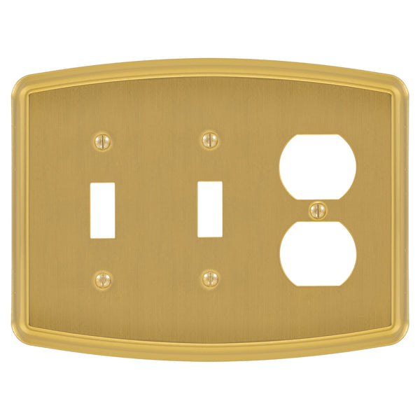 Irvine Brushed Gold - 2 Toggle/1 Duplex Wallplate - Wallplate Warehouse 158TTD-BG 70686026175 2 Toggle/1 Duplex