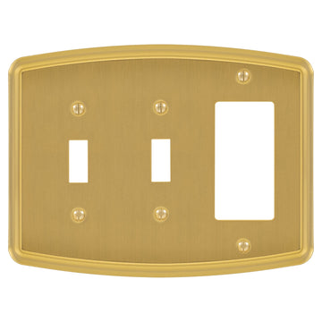 Irvine Brushed Gold - 2 Toggle/1 Rocker Wallplate - Wallplate Warehouse 158TTR-BG 70686026236 2 Toggle/1 Rocker