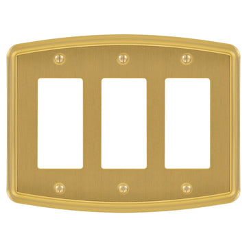 Irvine Brushed Gold - 3 Rocker Wallplate - Wallplate Warehouse 158RRR-BG 70686026205 3 Rocker