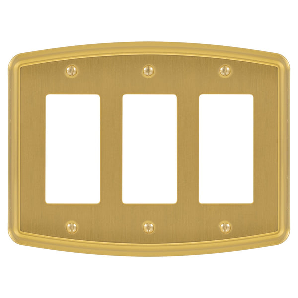 Irvine Brushed Gold - 3 Rocker Wallplate - Wallplate Warehouse 158RRR-BG 70686026205 3 Rocker