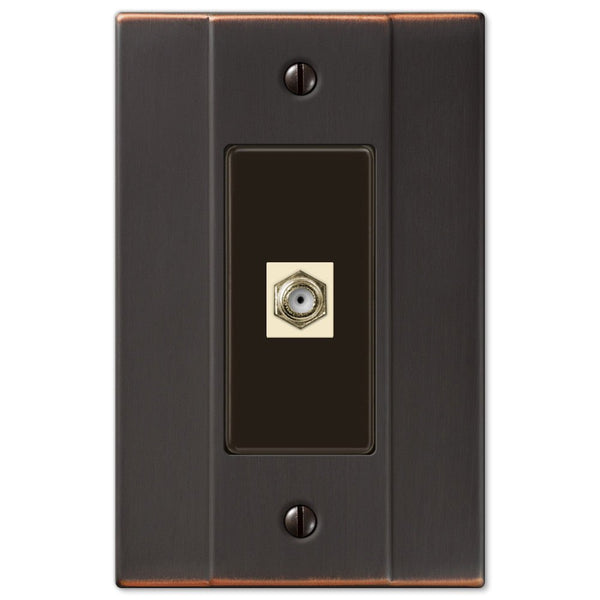 Italia Aged Bronze Steel - 1 Cable Jack Wallplate - Wallplate Warehouse 147CXDB 070686580158 Cable Jacks