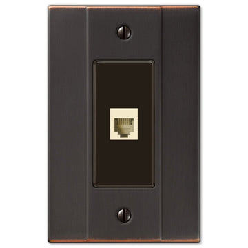 Italia Aged Bronze Steel - 1 Phone Jack Wallplate - Wallplate Warehouse 147PHDB 070686580189 Phone Jacks