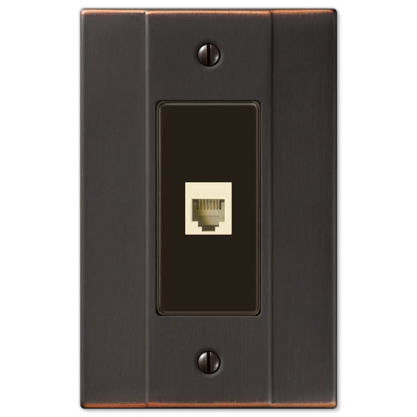 Italia Aged Bronze Steel - 1 Phone Jack Wallplate - Wallplate Warehouse 147PHDB 070686580189 Phone Jacks