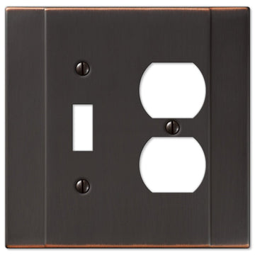 Italia Aged Bronze Steel - 1 Toggle / 1 Duplex Wallplate - Wallplate Warehouse 147TDDB 070686570722 1 Toggle / 1 Duplex