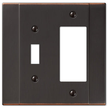 Italia Aged Bronze Steel - 1 Toggle / 1 Rocker Wallplate - Wallplate Warehouse 147TRDB 070686570739 1 Toggle / 1 Rocker