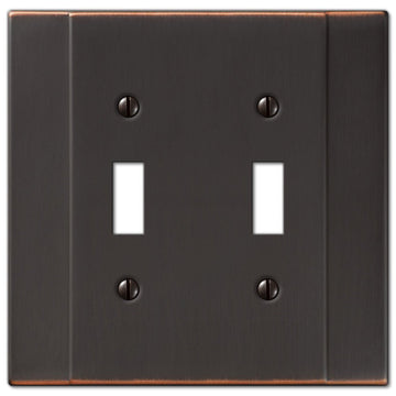 Italia Aged Bronze Steel - 2 Toggle Wallplate - Wallplate Warehouse 147TTDB 070686570708 2 Toggle