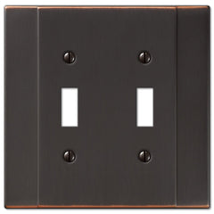 Italia Aged Bronze Steel - 2 Toggle Wallplate