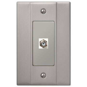 Italia Brushed Nickel Steel - 1 Cable Jack Wallplate - Wallplate Warehouse 147CXBN 070686580134 Cable Jacks