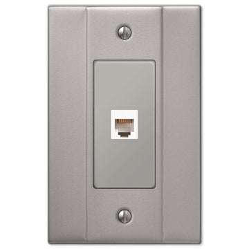 Italia Brushed Nickel Steel - 1 Phone Jack Wallplate - Wallplate Warehouse 147PHBN 070686580165 Phone Jacks