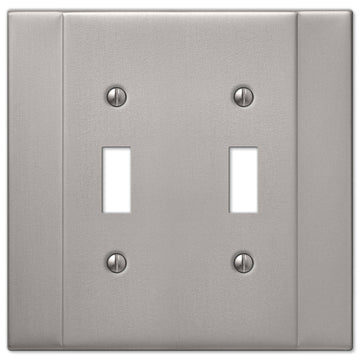 Italia Brushed Nickel Steel - 2 Toggle Wallplate - Wallplate Warehouse 147TTBN 070686570616 2 Toggle