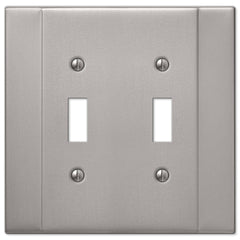 Italia Brushed Nickel Steel - 2 Toggle Wallplate