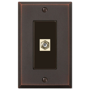 Manhattan Aged Bronze Cast - 1 Cable Jack Wallplate - Wallplate Warehouse 68CXDB 070686581292 Cable Jacks