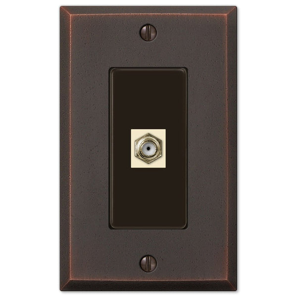 Manhattan Aged Bronze Cast - 1 Cable Jack Wallplate - Wallplate Warehouse 68CXDB 070686581292 Cable Jacks