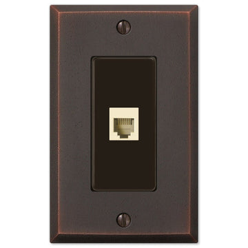 Manhattan Aged Bronze Cast - 1 Phone Jack Wallplate - Wallplate Warehouse 68PHDB 070686581308 Phone Jacks