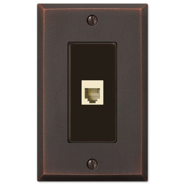 Manhattan Aged Bronze Cast - 1 Phone Jack Wallplate - Wallplate Warehouse 68PHDB 070686581308 Phone Jacks
