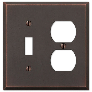 Manhattan Aged Bronze Cast - 1 Toggle / 1 Duplex Wallplate - Wallplate Warehouse 68TDDB 070686559178 1 Toggle / 1 Duplex