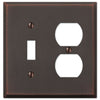 Manhattan Aged Bronze Cast - 1 Toggle / 1 Duplex Wallplate - Wallplate Warehouse 68TDDB 070686559178 1 Toggle / 1 Duplex