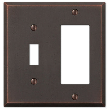 Manhattan Aged Bronze Cast - 1 Toggle / 1 Rocker Wallplate - Wallplate Warehouse 68TRDB 070686559192 1 Toggle / 1 Rocker