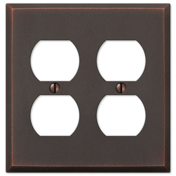 Manhattan Aged Bronze Cast - 2 Duplex Wallplate - Wallplate Warehouse 68DDDB 070686559185 2 Duplex