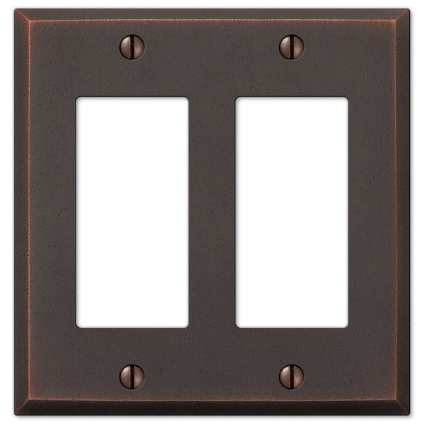 Manhattan Aged Bronze Cast - 2 Rocker Wallplate - Wallplate Warehouse 68RRDB 070686559161 2 Rocker