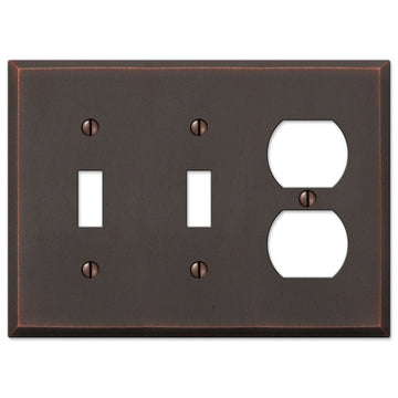 Manhattan Aged Bronze Cast - 2 Toggle / 1 Duplex Wallplate - Wallplate Warehouse 68TTDDB 070686559222 2 Toggle / 1 Duplex