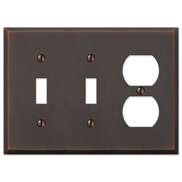 Manhattan Aged Bronze Cast - 2 Toggle / 1 Duplex Wallplate - Wallplate Warehouse 68TTDDB 070686559222 2 Toggle / 1 Duplex