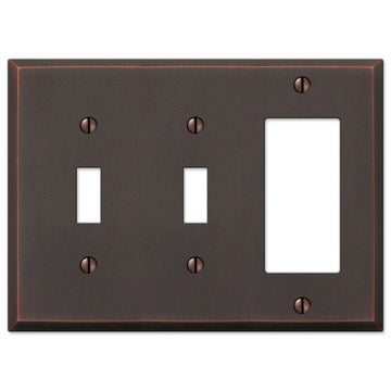 Manhattan Aged Bronze Cast - 2 Toggle / 1 Rocker Wallplate - Wallplate Warehouse 68TTRDB 070686559239 2 Toggle / 1 Rocker