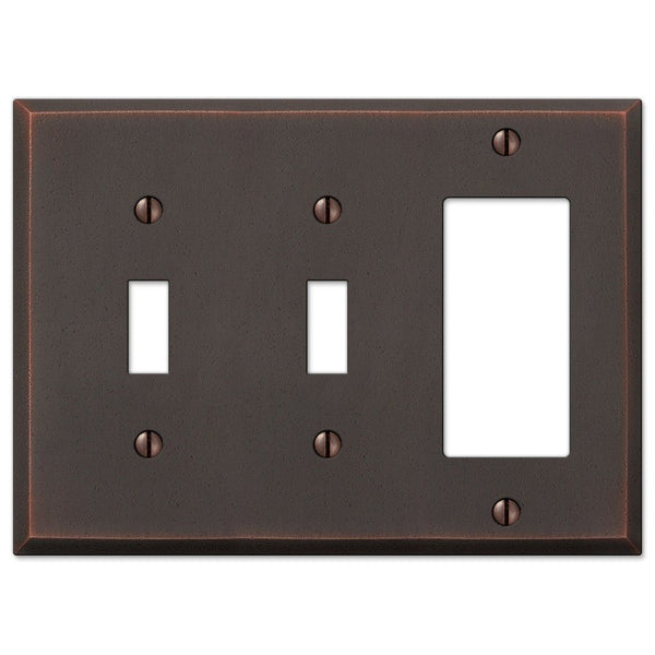 Manhattan Aged Bronze Cast - 2 Toggle / 1 Rocker Wallplate - Wallplate Warehouse 68TTRDB 070686559239 2 Toggle / 1 Rocker