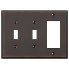Manhattan Aged Bronze Cast - 2 Toggle / 1 Rocker Wallplate