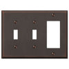Manhattan Aged Bronze Cast - 2 Toggle / 1 Rocker Wallplate - Wallplate Warehouse 68TTRDB 070686559239 2 Toggle / 1 Rocker