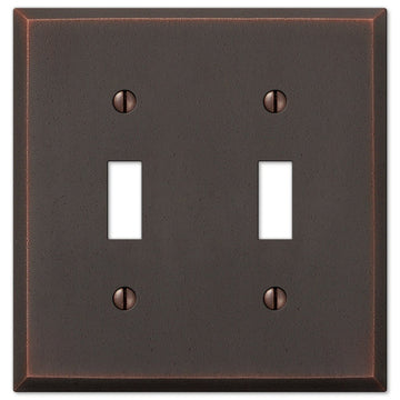 Manhattan Aged Bronze Cast - 2 Toggle Wallplate - Wallplate Warehouse 68TTDB 070686565254 2 Toggle