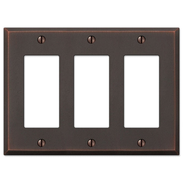Manhattan Aged Bronze Cast - 3 Rocker Wallplate - Wallplate Warehouse 68RRRDB 070686559215 3 Rocker