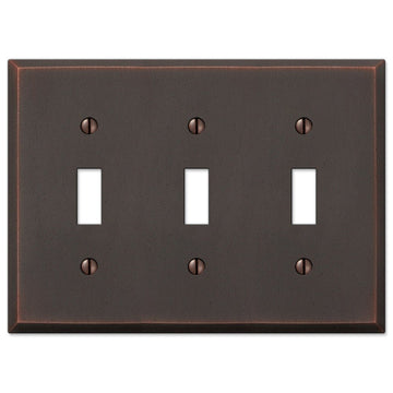 Manhattan Aged Bronze Cast - 3 Toggle Wallplate - Wallplate Warehouse 68TTTDB 070686559208 3 Toggle