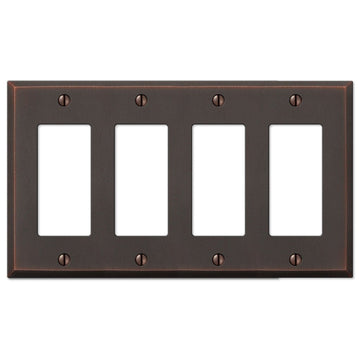 Manhattan Aged Bronze Cast - 4 Rocker Wallplate - Wallplate Warehouse 68R4DB 070686559253 4 Rocker