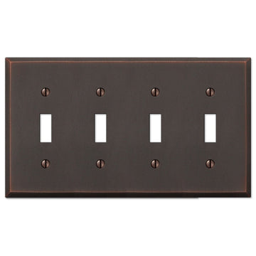 Manhattan Aged Bronze Cast - 4 Toggle Wallplate - Wallplate Warehouse 68T4DB 070686559246 4 Toggle