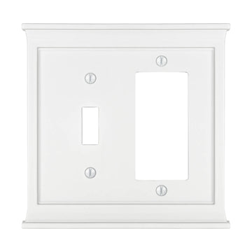 Mantel White Composite - 1 Toggle / 1 Rocker Wallplate - Wallplate Warehouse 15TRW 070686016558 1 Toggle / 1 Rocker