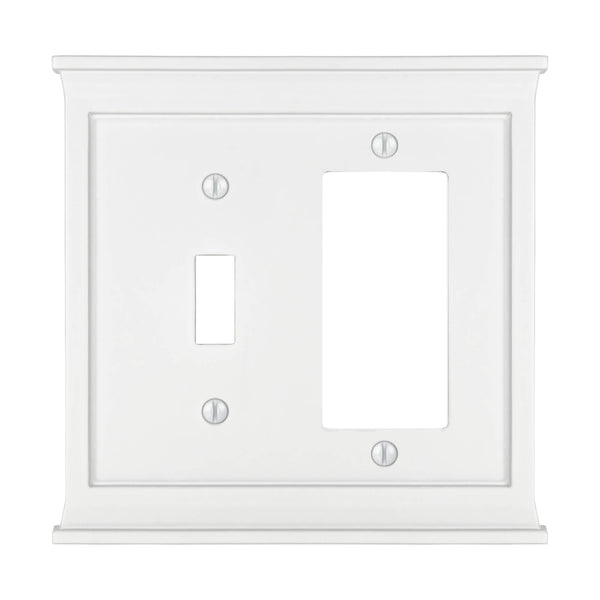Mantel White Composite - 1 Toggle / 1 Rocker Wallplate - Wallplate Warehouse 15TRW 070686016558 1 Toggle / 1 Rocker