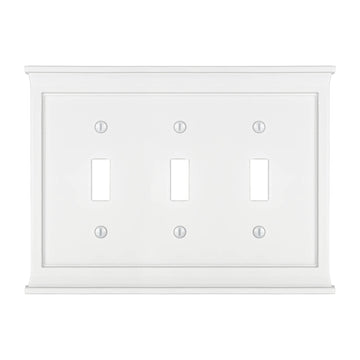 Mantel White Composite - 3 Toggle Wallplate - Wallplate Warehouse 15TTTW 070686016466 3 Toggle