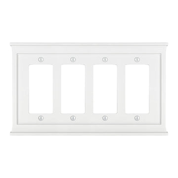 Mantel White Composite - 4 Rocker Wallplate - Wallplate Warehouse 15R4W 070686016541 4 Rocker