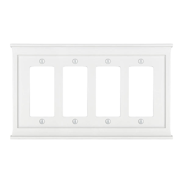 Mantel White Composite - 4 Rocker Wallplate - Wallplate Warehouse 15R4W 070686016541 4 Rocker