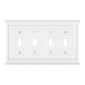 Mantel White Composite - 4 Toggle Wallplate - Wallplate Warehouse 15T4W 070686016473 4 Toggle