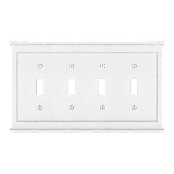 Mantel White Composite - 4 Toggle Wallplate - Wallplate Warehouse 15T4W 070686016473 4 Toggle