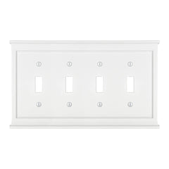 Mantel White Composite - 4 Toggle Wallplate