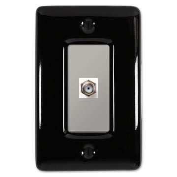 Metro Black Ceramic - 1 Cable Jack Wallplate - Wallplate Warehouse 3000CXBK 070686006658 Cable Jacks