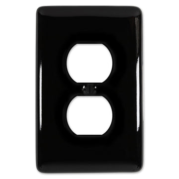 Metro Black Ceramic - 1 Duplex Wallplate - Wallplate Warehouse 3000DBK 070686006603 1 Duplex